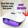 Nageltorkar 48W 36 lysdioder Dryer LED -lampa UV SMART Automatisk avkänning Professionell Manicure Machine 231204