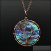 Pendant Necklaces Copper Wire Winding Abalone Shell Necklace Energy Stone Drop Delivery Jewelry Pendants Dhk5J