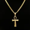 Gyptian Ankh Key Charm Hip Hop Cross Gold Silver Plated Pendant Necklaces For Men Top Quality Fashion Party Jewellry Gift296b