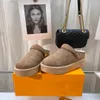 Aspen Platform CLOG Slippers Designer Luxury Fur Women Slide Fluffy Plush Cozy Flat Comfort Clog Mules Plat Flowers Warm Casual Shoes Winter Sandal 8841ESS