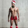 Costume érotique Sexy pour hommes, tenue de noël, ensemble de Cosplay, sous-vêtements rouges, jeu de rôle, Costume sexuel, Lingerie, tenues de club Sexy