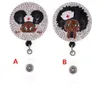 Porte-clés de style le plus récent Black Girl strass titulaire d'identification rétractable pour accessoires de nom d'infirmière bobine de badge avec clip alligator2504