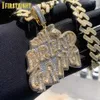 Collares colgantes Iced Out Bling CZ Letra BREAD GANG Collar colgante Cubic Zirconia Oro Plata Color Bolsa de dinero Encanto Hombres Mujeres Hip Hop Joyería 231204