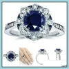 Solitário Anel Romântico Anel De Luxo Cor Dourada Com Grande Oval Sapphire Gemstones Moda Jóias Finas Atacado Drop Delivery Jóias Dhbd3