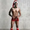 Costume érotique Sexy pour hommes, tenue de noël, ensemble de Cosplay, sous-vêtements rouges, jeu de rôle, Costume sexuel, Lingerie, tenues de club Sexy