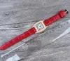 Popular Squar Roman Tank Dial Watches 32MM Full Diamonds Ring Leather Belt Clock Quartz Movement Women Vintage Rose Gold Silver Case Chain Bracelet Small Size Watch