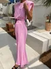 Two Piece Dress Spring Summer Women Solid Elegant Maxi Skirt Set Outfits Suits Tank Crop Tops 2 Two Piece Matching Set Women 231205