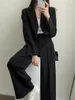 Kvinnors tvåbitar byxor koreanska eleganta och atmosfäriska kvinnor pantsuit höst mode classy toppar kvinnlig bred benbyxor lösa korta rockar 231204