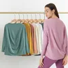 Casual Lu et citron à manches longues Shirt Women Yoga Sports Tops Fiess Shirts Bum-Covering Longueur Sweats Sweats Super Soft Fell