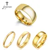 Anéis de casamento letdiffery simples 2468mm anéis de casamento de aço inoxidável dourado suave mulheres homens casal anel moda jóias 231205