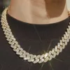 ファッションデザイン19mm幅Sier Gra Baguettes Moissanite Diamond Cuban Link Chain for Mensラッパーヒップホップネックレス