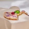 Coleção de designers Conjuntos de joias luxuosas de alta qualidade para mulheres Lady Inlay Diamante Cubic Zircon Colorido Gem em forma de leque Pingente Contas Longo Colar Brincos
