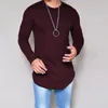 Costumes pour hommes A2916 SummerAutumn Mode Casual Slim Élastique Doux Solide À Manches Longues Hommes T-shirts Mâle Fit Tops Tee