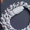 2023 Nieuwe aankomst mode -sieraden 18 mm 925 Sterling zilveren hiphop heren parel ketting ijs uit vvs moissaniet Cubaanse ketting