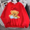 Sweats à capuche pour femmes Rue décontracté vêtements de sport pour femmes pause café ours en peluche faisant du café sweat à capuche imprimé cordon de serrage ample et doux pull à col rond 231205