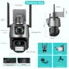 4K IP Camera Outdoor WiFi PTZ Dual Lens CCTV Dual Screen Auto Tracking Waterproof Security Video Surveillance Police Light Alarm IP Camera