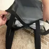 Borsa per la spesa di grande capacità in rete nera C di moda, borsa a spalla da spiaggia, borsa portatile, per gli articoli WOGUE preferiti dalle donne, vip gif249k