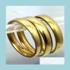 Band Rings Entier 30 pièces 6Mm Simple bande or 316L mariage fiançailles en acier inoxydable anneaux bijoux bague de doigt confort goutte Deli251O