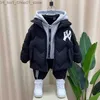 Down Coat Boys' Winter Cotton Coat 2023 New Children's Thickened Down Cotton Coat Jacket Top Trendy Baby Hooded Mid length Cotton Coat Q231205