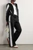 Luxuriöses Designer-Damen-Zweiteiler-Set aus Jacquard-Baumwolle mit Reißverschluss, Jacke und Hose, zweiteiliges Set mit langen Ärmeln, zum Laufen und Joggen, zweiteilig