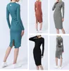 Lu-1782 Stylish Slim-Fit Long Dress Trend Women's Hip Skirt Slits Back Back