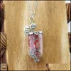 Pendant Necklaces Supernatural Angel Wing Leaf Rock Salt Bottle Protection Glass Real Dry Flower Necklace Drop Delivery Jewelry Neckla Dhhre