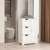 Lavabos de salle de bain Meuble de rangement autoportant blanc pour salle de bain et salon une porte avec trois tiroirs 231204