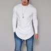 Costumes pour hommes A2916 SummerAutumn Mode Casual Slim Élastique Doux Solide À Manches Longues Hommes T-shirts Mâle Fit Tops Tee