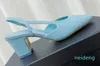 summer thick heels fashion round head slides leather Platform professional large size Wirh
