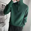 Men's Sweaters Pullover a Fermeture eclair pour Homme Vetement de Couleur Unie Vert Fermeture eclair 231205