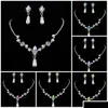 Earrings Necklace Bridesmaid Jewelry Set For Wedding Faux Pearls Rhinestone Water Drop Jewellery Party Delivery Sets Dhlk8