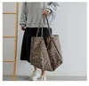 Bolsas de noche Gran capacidad Leopardo Impresión Bolsa de asas Bolso de lona Mujer Moda Moda Casual Compras Bolsa de hombro ecológica 231205