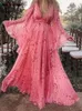 Robe longue florale pour femme, manches longues, épaules dénudées, élégante, ample, taille haute, vintage