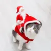 Abbigliamento per cani Abbigliamento natalizio per animali domestici Costume natalizio per animali domestici Babbo Natale che cavalca su nastro adesivo Cappotto scozzese caldo Abito da festa per cani 231205