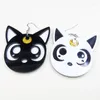 Kolczyki Dangle Cartoon Harajuku anime księżyc czarny kot piękny cosplay kropla akrylowa biżuteria dla kobiet mody 303H