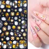 Наклейки-наклейки 3D Рождественские украшения для ногтей Блестящие золотые белые красочные блестящие геометрические снежинки Зимние слайдеры из фольги 231204