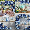 Décorations de Noël Ballons métalliques bleus Garland Kit Gold Confetti Balloon Arch Décoration de fête d'anniversaire Enfants Mariage Anniversaire Baby Shower Boy 231205