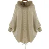 Dames Truien Dames Vest Trui Dikke Poncho Capes Herfst Winter Femme Gebreide Vleermuis Mouw Bontkraag Wol Gebreid Lang 231204