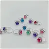 Band Rings 36Pcs Colorf Rhinestone Gem Rings In Box Adjustable Little Girl Jewel Children Kids Gift Pre316T Drop Delivery Jewelry Ring Dhjkx