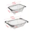 Sink Strainers Kitchen Supply Colander Drain Over The Sink Deep Well Oval Stainless Steel Colander Fine Mesh Extendable Handle Foldable Storage 231204