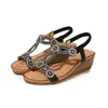 Dress Shoes Large Size Bohemian Sandals Retro Woman Summer Heels Suit Female Beige Med Clogs Wedge Big Boho Original Fashion Comfort R