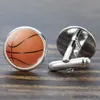 Cuff Links Soccer Cufflinks for Men Suit Shirt Best Man Cufflinks Set Football Basketball Jewelry Sports Glass Dome Cuff Links Gifts R231205