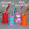 Silicone Oil Pipes Smoking pipe Silicon bubbler hookahs all Clear 4mm thickness 14mm male quartz banger ZZ