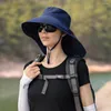 Wide Brim Hats Women Bonnet Neck Protection UV Anti Sun Hat Ladies Shawl Visor Cap Bucket