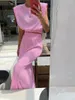 Two Piece Dress Spring Summer Women Solid Elegant Maxi Skirt Set Outfits Suits Tank Crop Tops 2 Two Piece Matching Set Women 231205