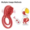 Sex Toy Massager Cock Ring Men Rose Vibrator Vibrating Penis Ejaculation Delay Remote Control Clitoris Stimulation Toy for Couples