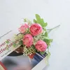 Fleurs décoratives artificielles simples 3 têtes bouquet rose soie haut de gamme fête de mariage mariée maison table plante décoration extérieure accessoires