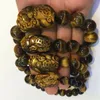 Natural Feng Shui Tiger Eye Stone Pi Yao Pi Xiu Beads Bracelet For Wealth Luck