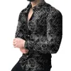 Мужские повседневные рубашки Повседневная рубашка с 3D-графикой в стиле барокко для мужчин с длинным рукавом для мышц и фитнес-кнопок Топы для социальных вечеринок Рубашки и блузки Одежда 231205
