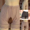 Mutande Mutandine Sissy in seta di ghiaccio Boxer da uomo Intimo con custodia leggera Plus Size Lingerie erotica Boxer allentati in pizzo